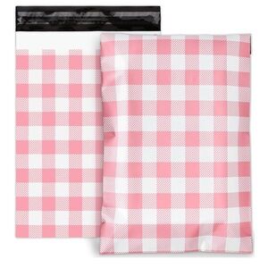 20pc Pink Gingham Plaid Print Poly Mailers